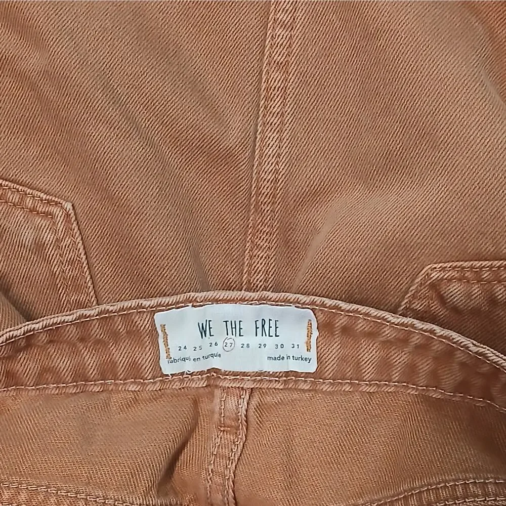 We The Free People Womens Denim Skirt Size 27 Brown Button Front Boho Coastal